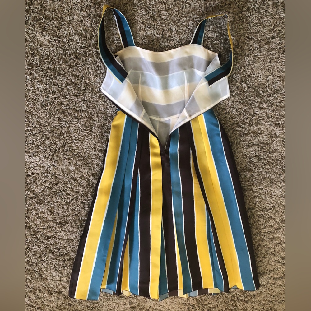 GIFTABLE Dolce & Gabbana Yellow, Teal & Brown Striped Midi Dress Size 40 - Picture 8 of 10